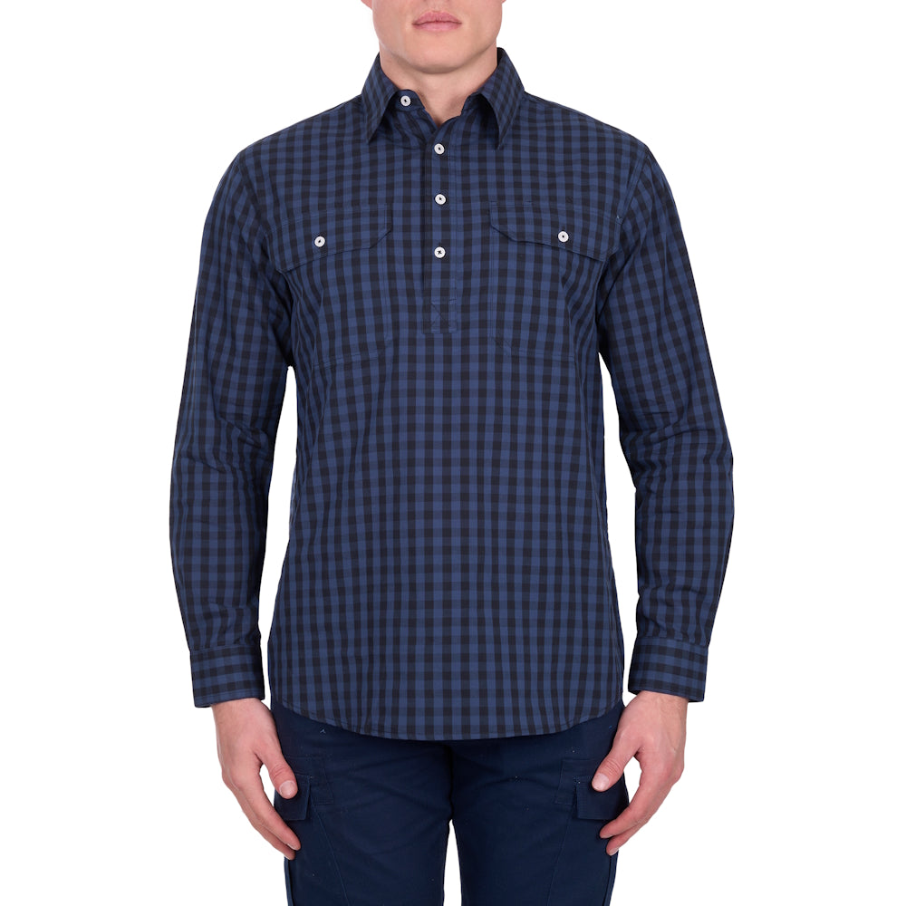 Hard Slog Mens Nash Half Placket Long Sleeve Shirt