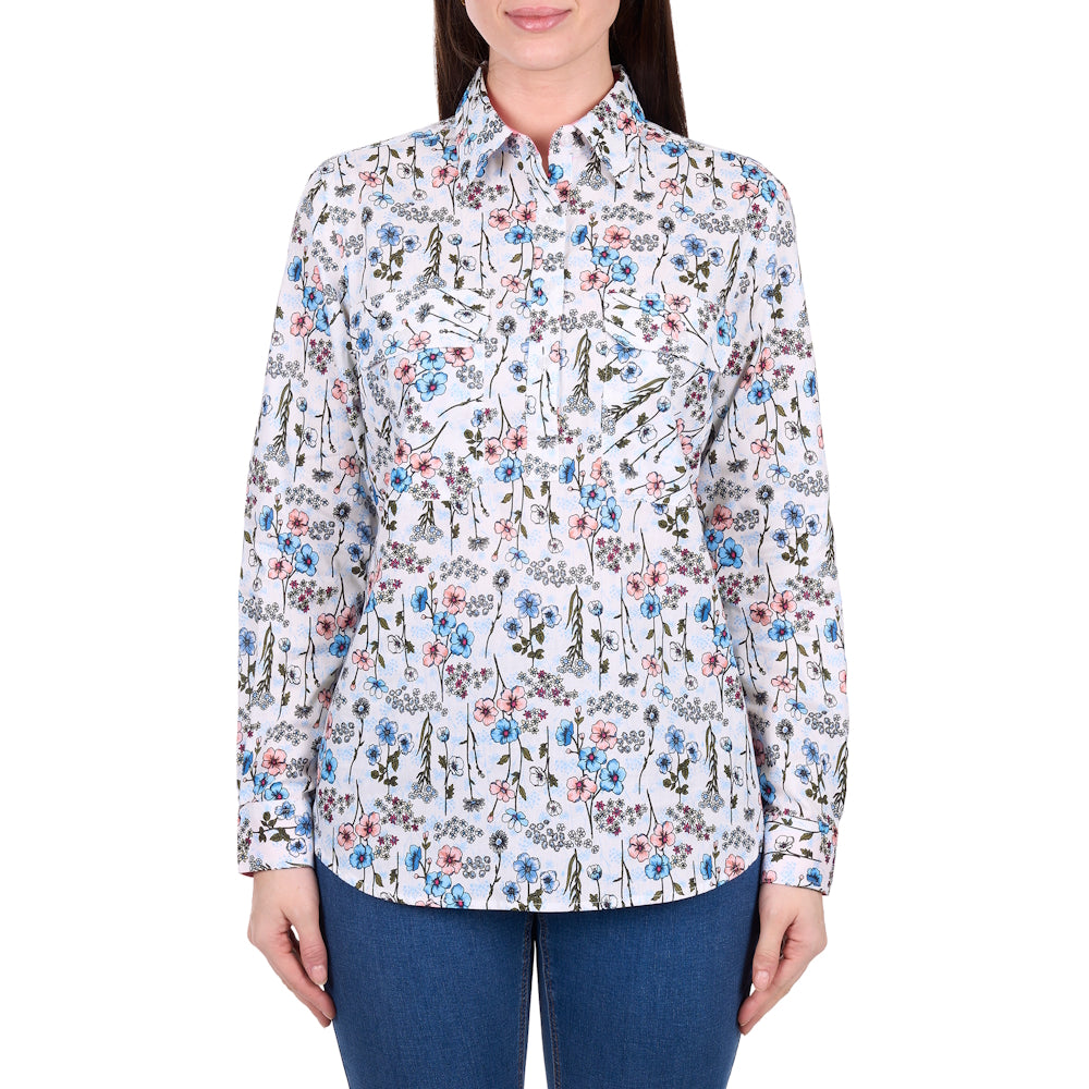 Hard Slog Womens Alice Half Placket Long Sleeve Shirt