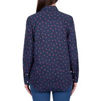 Hard Slog Womens Cherry Half Placket Long Sleeve Shirt