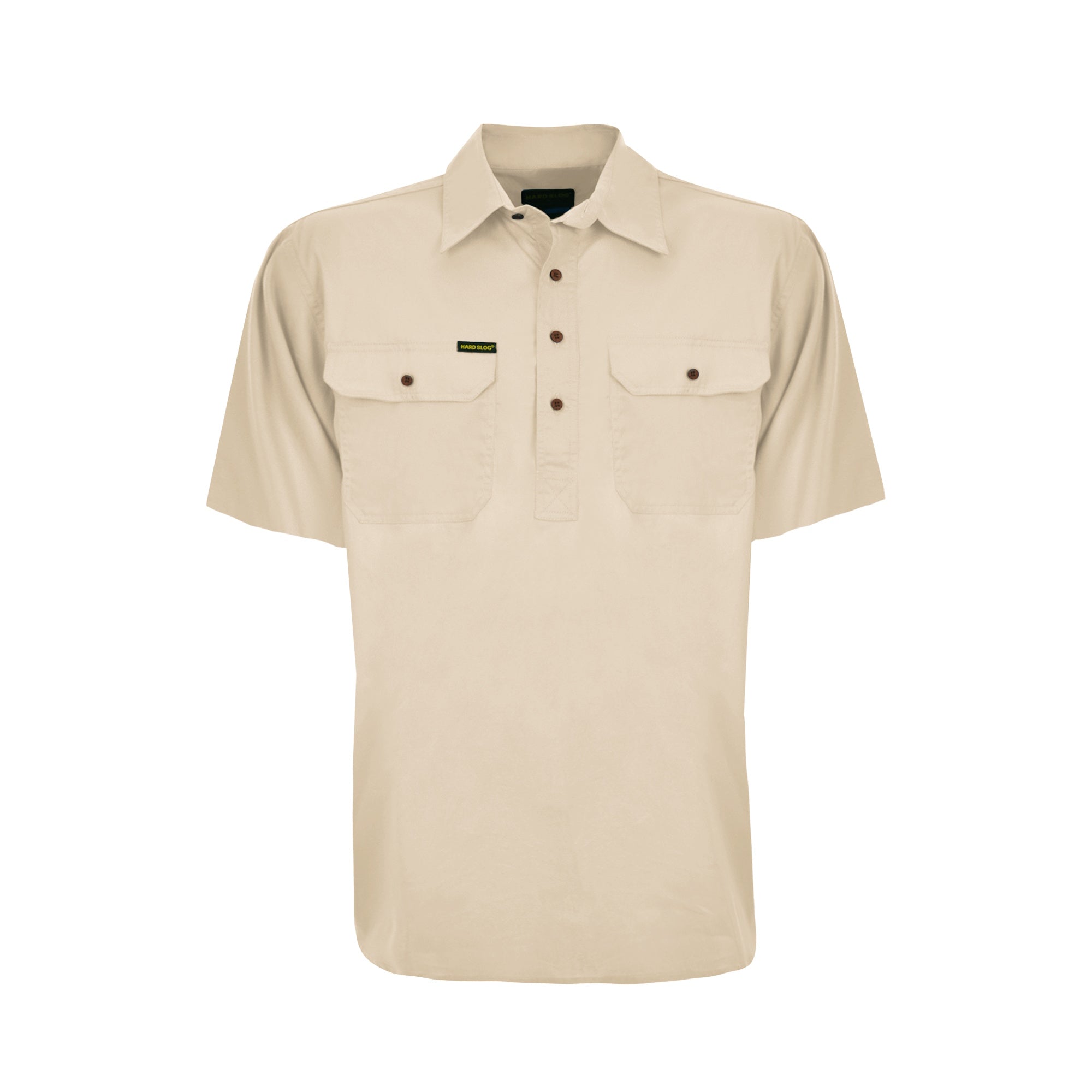 Hard Slog Mens Half Placket Light Cotton Short Sleeve Shirt