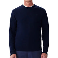 Front of R.M.Williams Mens Howe Saddle Long Sleeve Crew Neck Sweater in Navy