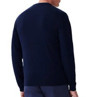 Back of model wearing R.M.Williams Mens Howe Saddle Long Sleeve Crew Neck Sweater