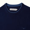 Close up of neck on R.M.Williams Mens Howe Saddle Long Sleeve Crew Neck Sweater