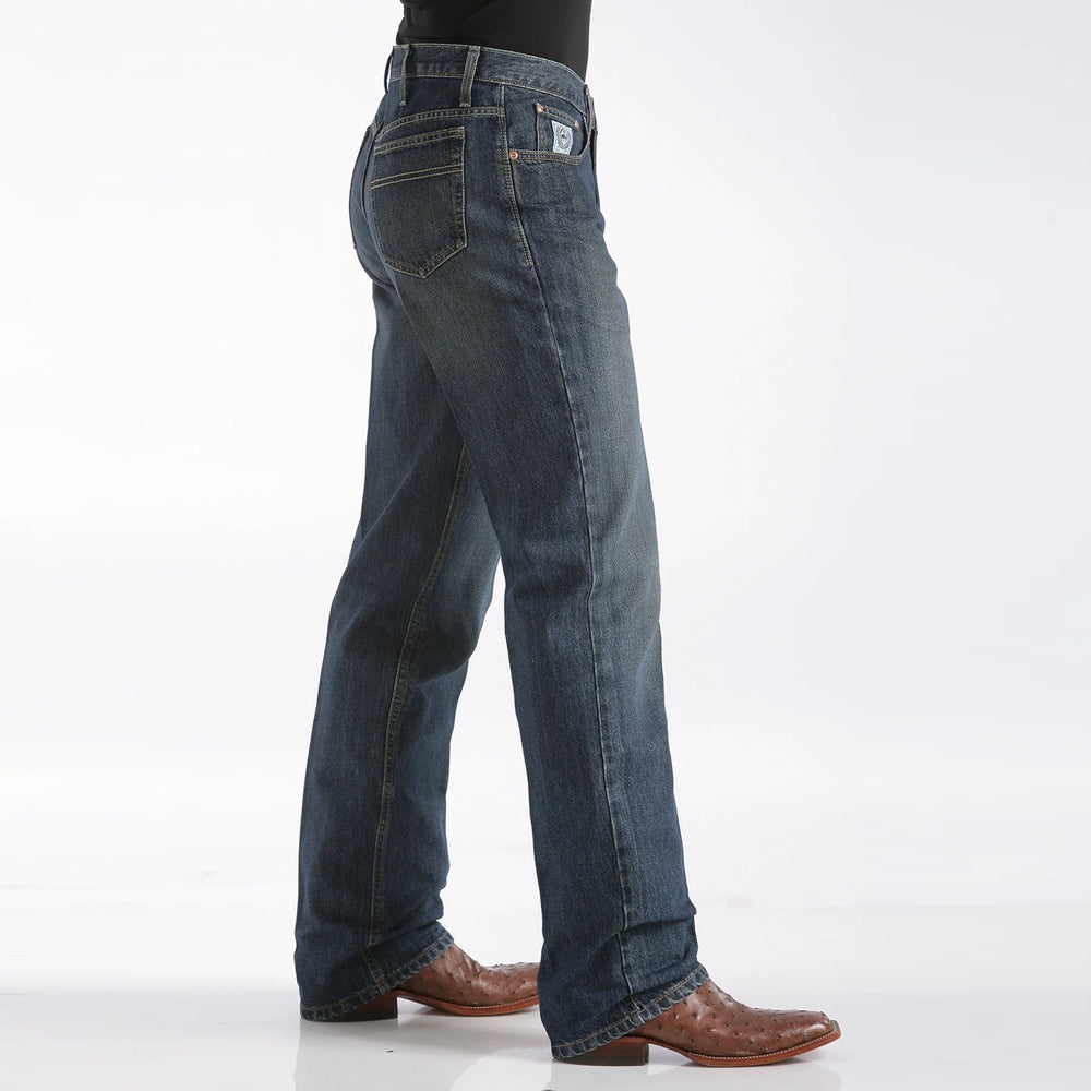 Cinch Mens White Dark Label Mid Rise Straight Leg Jeans