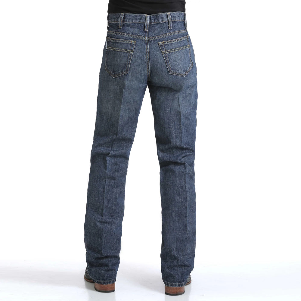 Cinch Mens White Dark Label Mid Rise Straight Leg Jeans