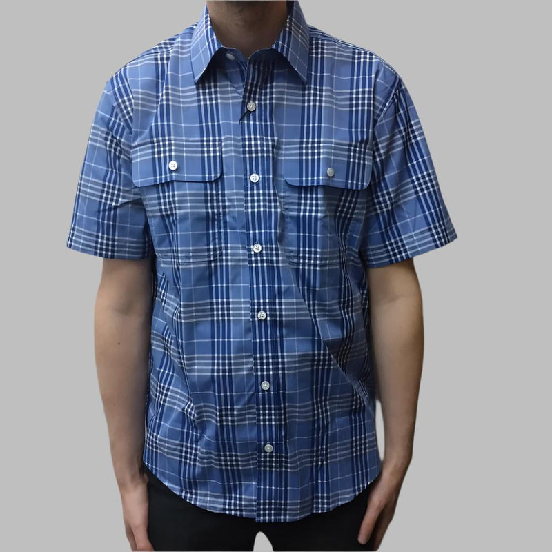 Milton Men's Short Sleeve Shirt in Blue check