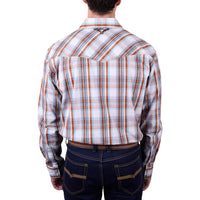 Back of Pure Western Men's Axel Long Sleeve Shirt in Tan