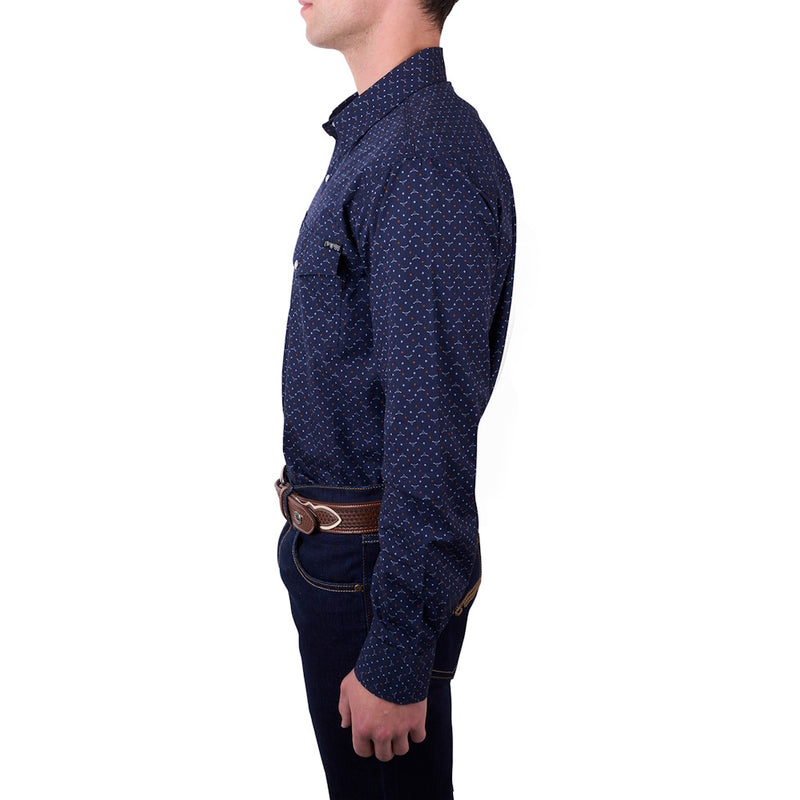 Side view of Pure Western Men's Ross Long Sleeve Shirt