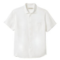 R.M.Williams Mens Short Sleeve Regular Linen Shirt (White)