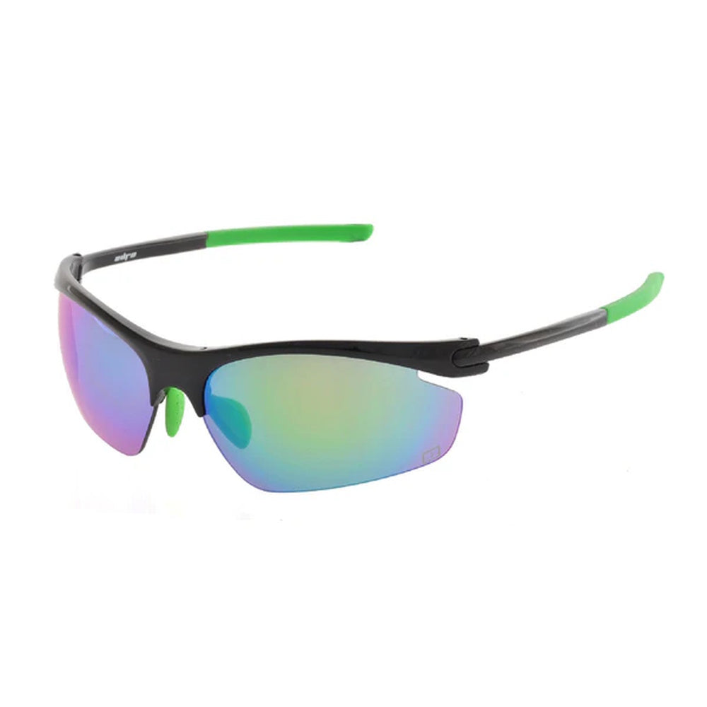 Euro Arrow Black Frame Green Mirror Lens Sunglasses