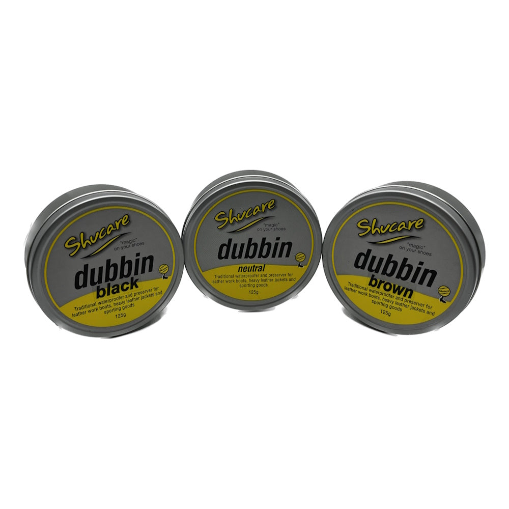Picture of all 3 colour Dubbin 125gm tins
