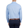 Back of Thomas Cook Mens Linen Tailored Long Sleeve Shirt in Light Blue