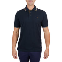 Front of Thomas Cook Mens Logan Tailored Short Sleeve Polo in Navy