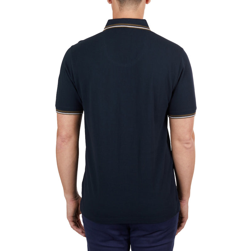 Back of Thomas Cook Mens Logan Tailored Short Sleeve Polo in Navy