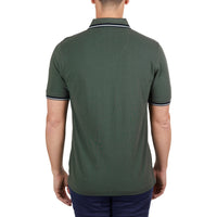 Back of Thomas Cook Mens Logan Tailored Short Sleeve Polo in Dark Green