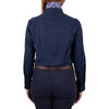 Back of Navy Thomas Cook Women's Kelsey Long Sleeve Shirt with collar up