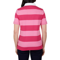 Back of Thomas Cook Womens Bella Short Sleeve Polo in Pink/Red