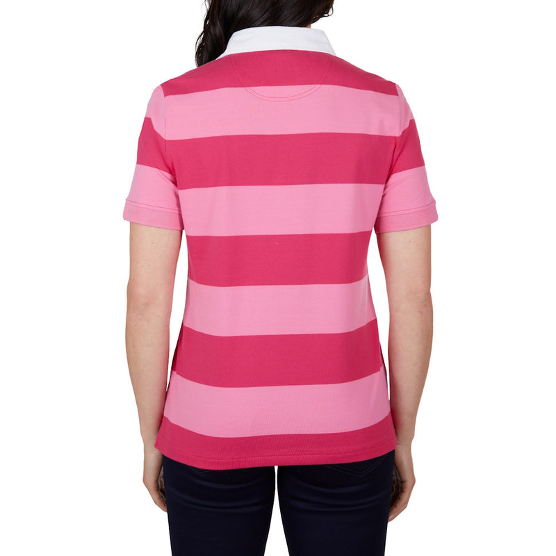 Back of Thomas Cook Womens Bella Short Sleeve Polo in Pink/Red