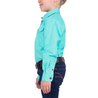 Side of Thomas Cook Girls Light Half Placket Long Sleeve Shirt in Aqua