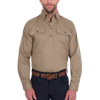 Thomas Cook Mens Heavy Drill Half Placket Long Sleeve Shirt