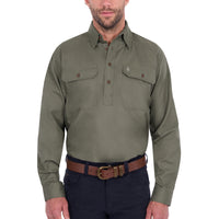 Thomas Cook Mens Heavy Drill Half Placket Long Sleeve Shirt