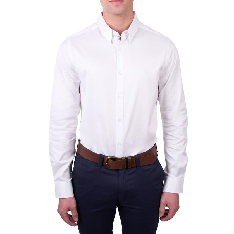 Front view of White Thomas Cook Men's Callum Tailored Long Sleeve Shirt