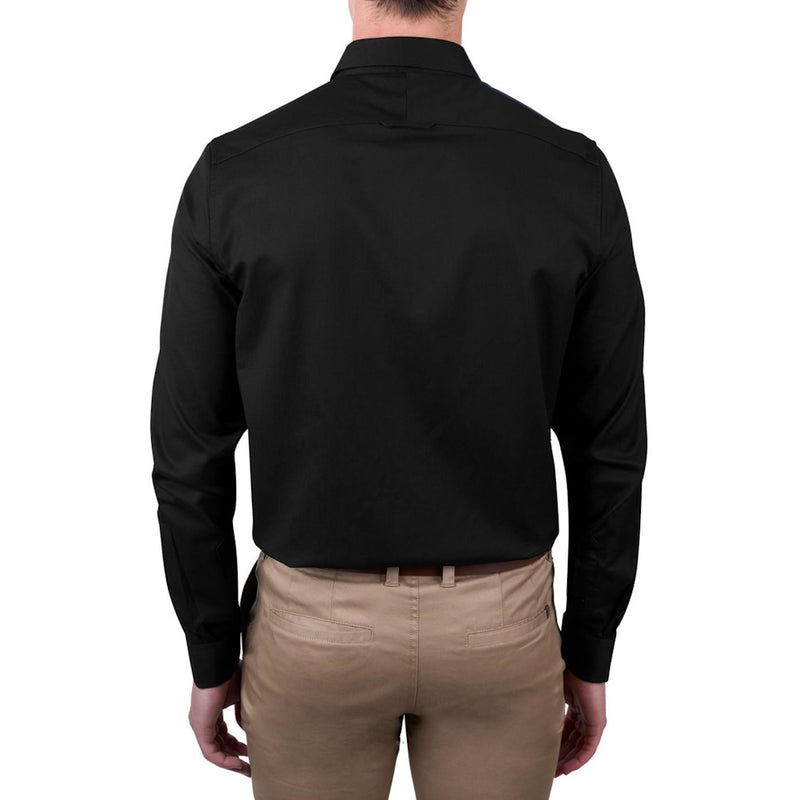 Back of Black Thomas Cook Men's Callum Tailored Long Sleeve Shirt