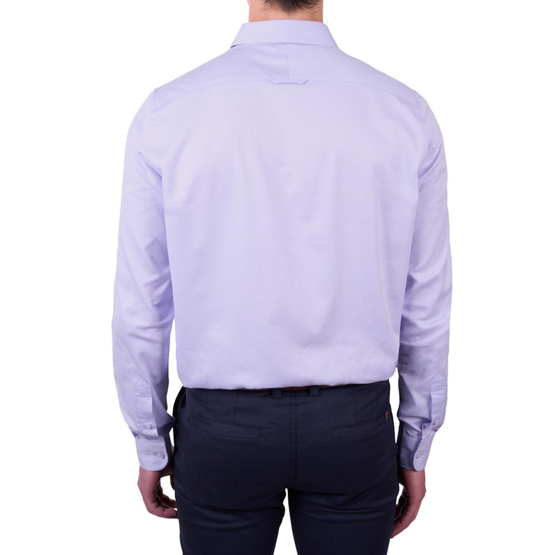 Back of Thomas Cook Mens Callum Tailored Long Sleeve Shirt in Purple