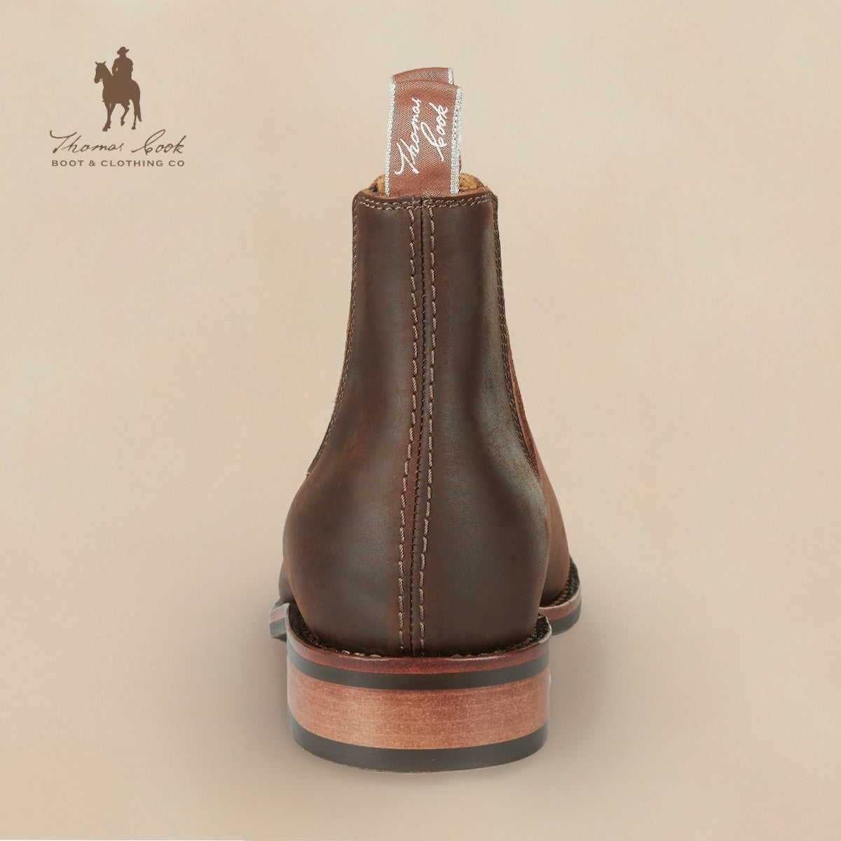 Heel of Thomas Cook Mens Trentham Cushion Tech EEE Fit Boot in Oiled Crazy Horse