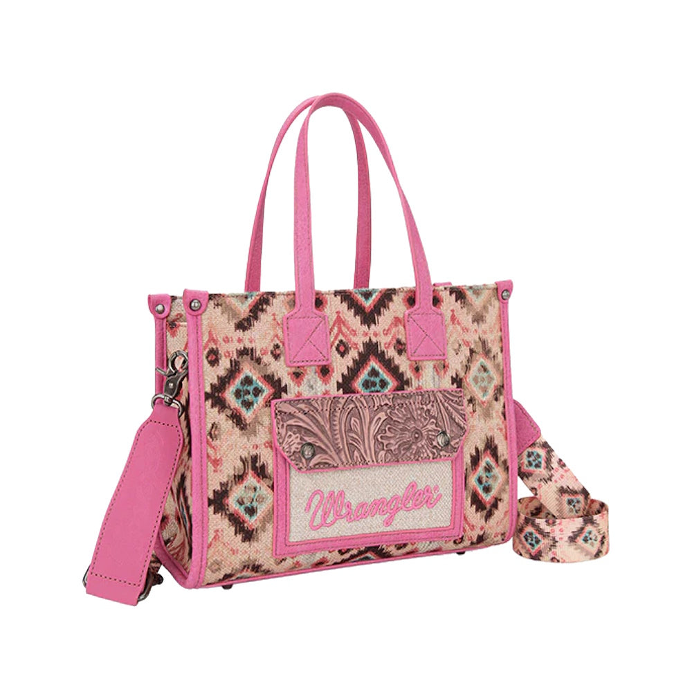 Wrangler® Aztec Crossbody Tote Bag in Pink