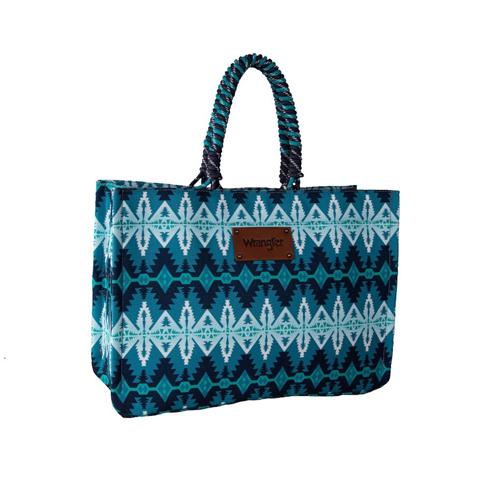 Front of Blue Wrangler® Southwestern Oversized Tote Bag