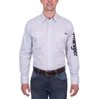 Wrangler® Mens Brent Print Logo Western Long Sleeve Shirt