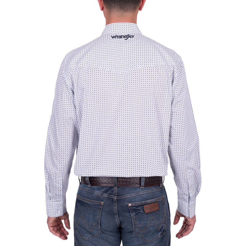 Wrangler® Mens Brent Print Logo Western Long Sleeve Shirt