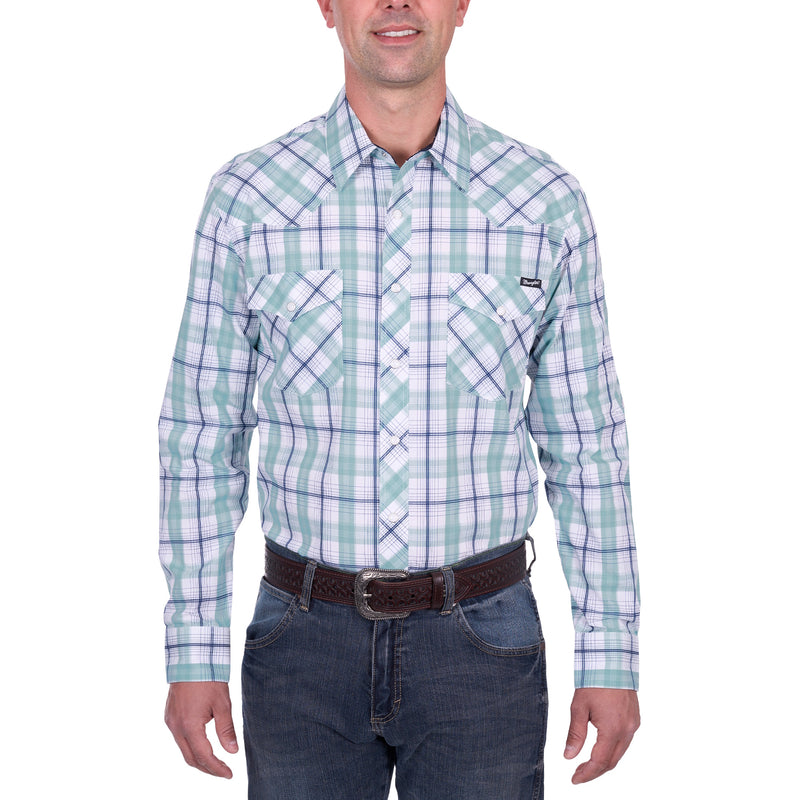 Wrangler® Mens Jacob Check Western Long Sleeve Shirt