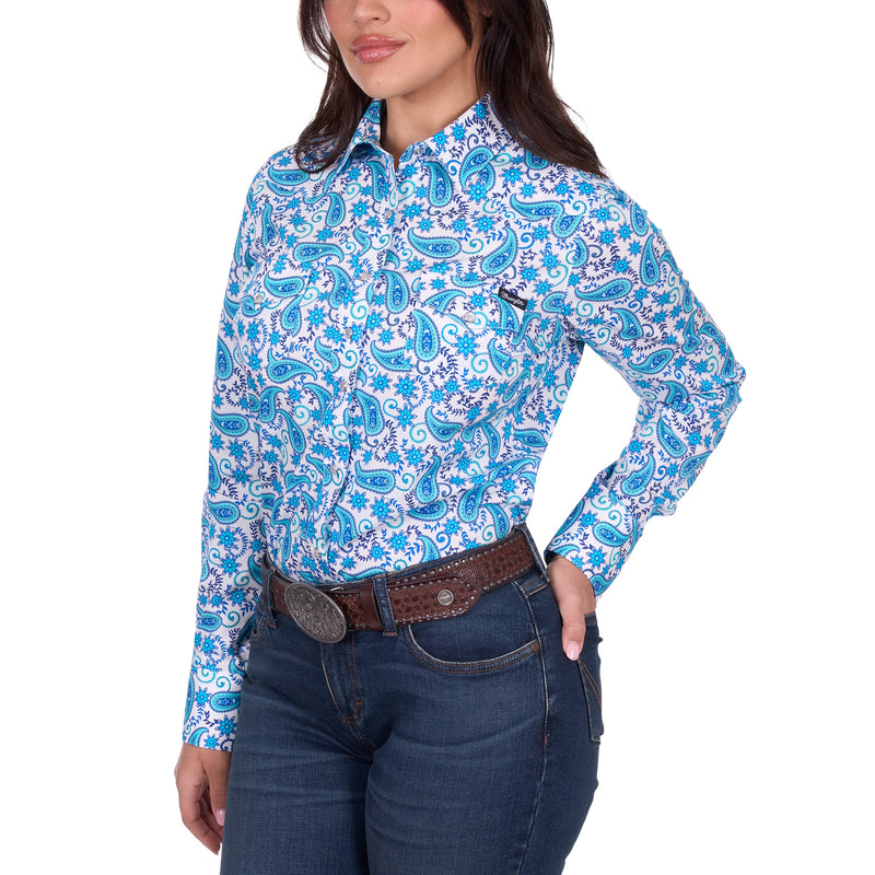 Wrangler® Womens Alissa Print Western Long Sleeve Shirt