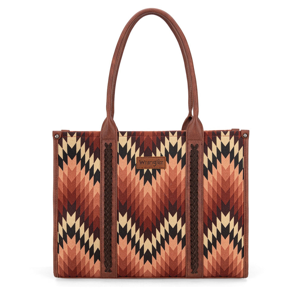 Wrangler Nevada Tote bag with tribal pattern and brown handle