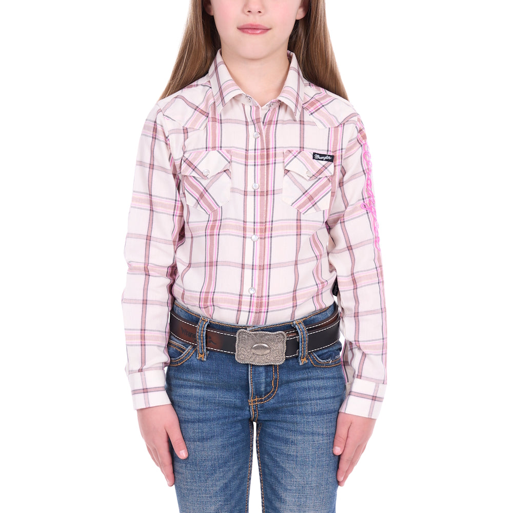 Wrangler® Girls Henley Logo Long Sleeve Shirt