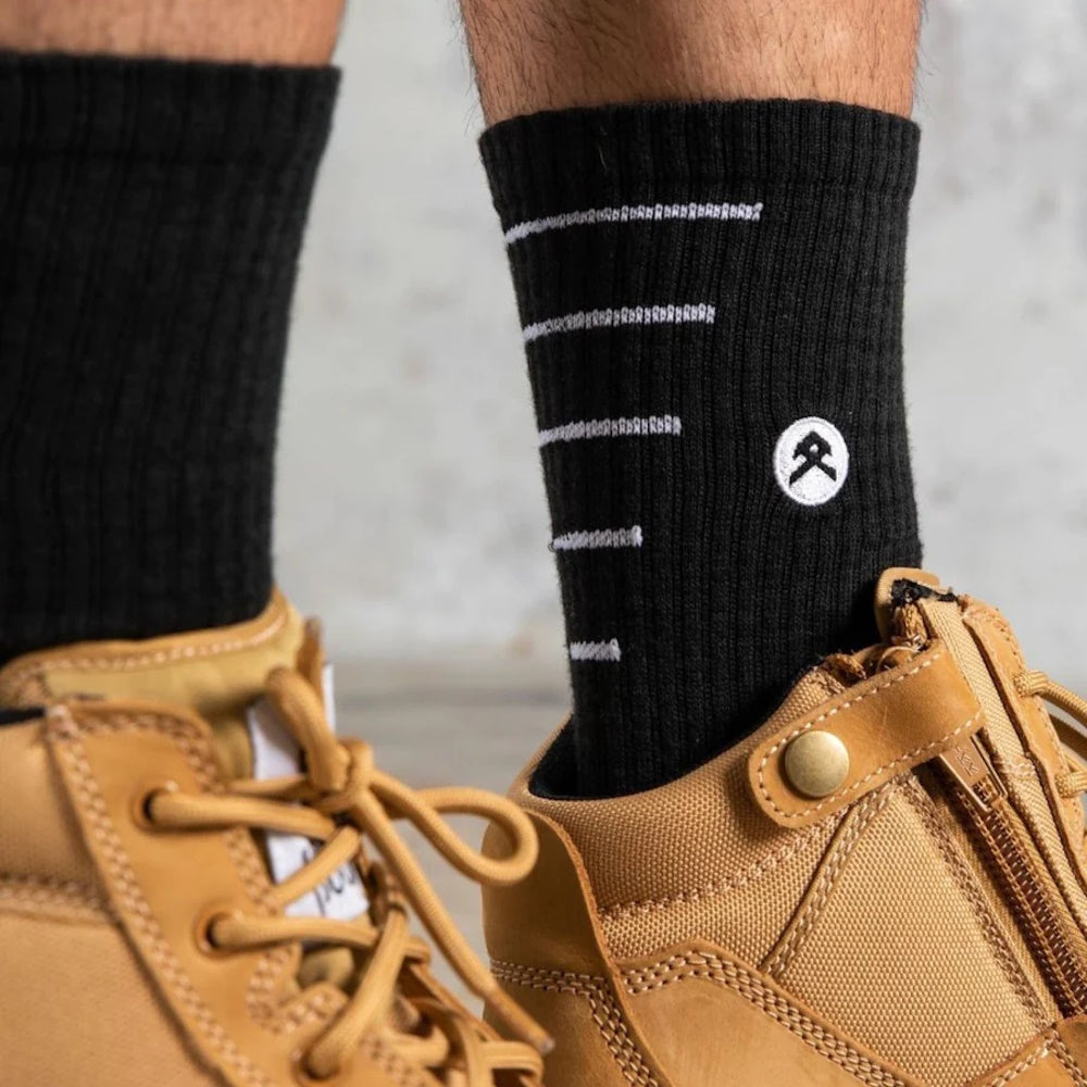 Anthem 2 Pack Performance Socks being worn with work boots