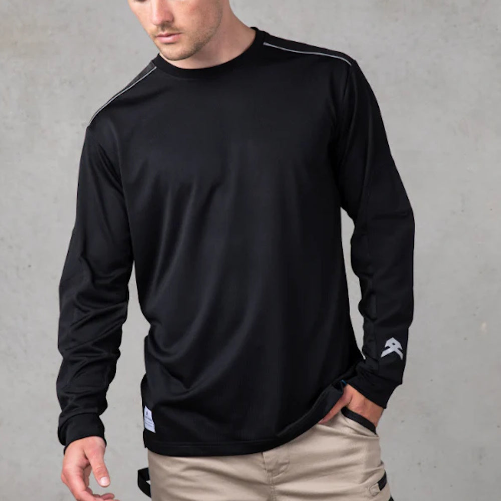 Front of Anthem Mens Performance Long Sleeve Tee in Black