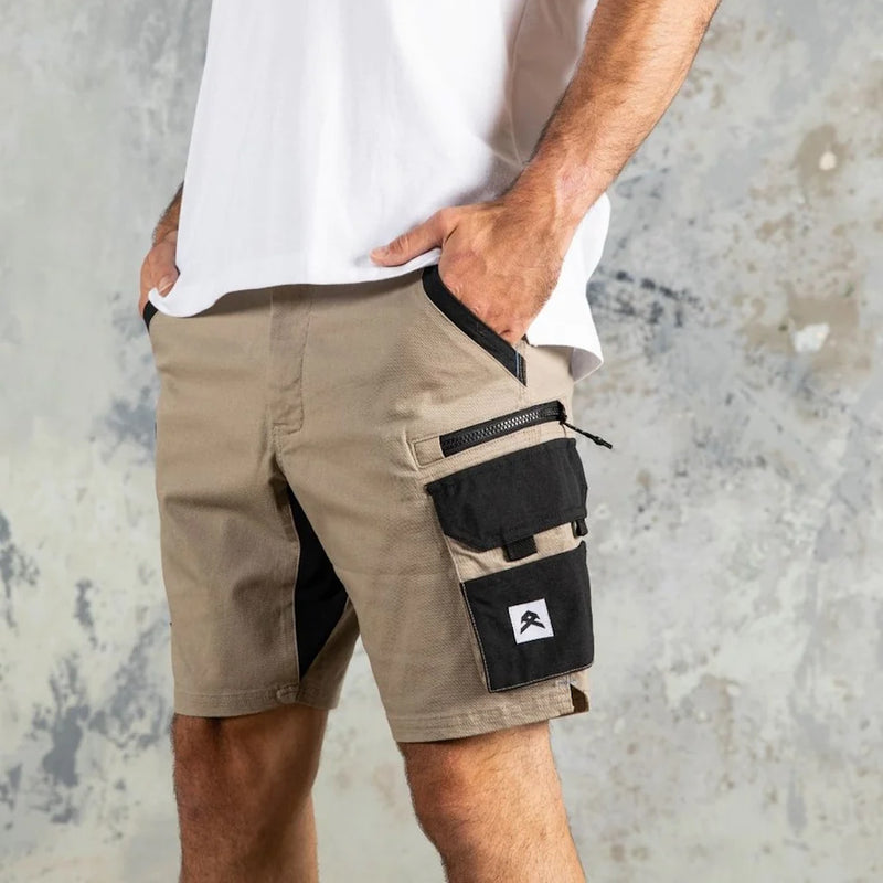 Front of Anthem Mens Victory Shorts in Khaki