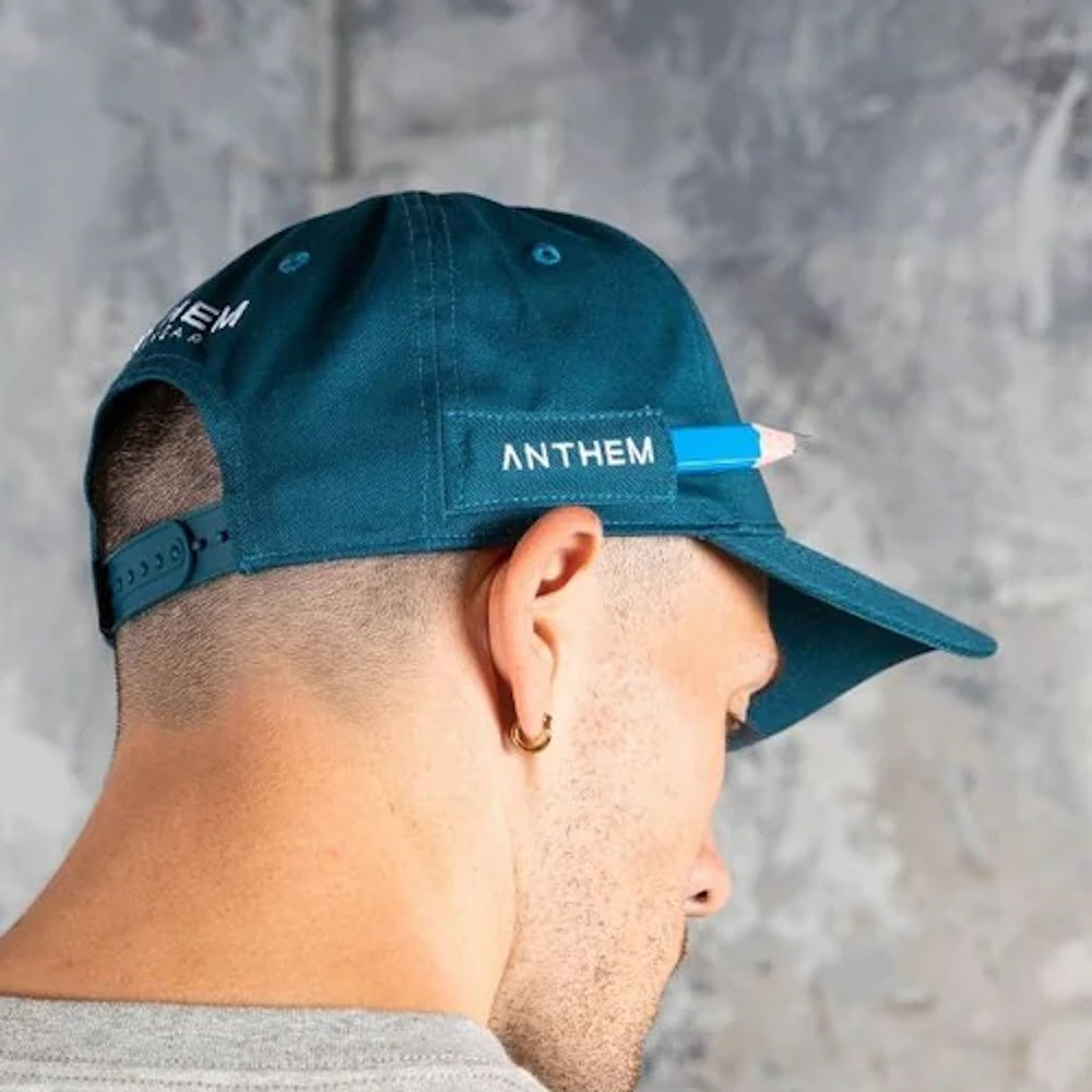 Side of Anthem Carpenter A Frame Baseball Hat in Blue