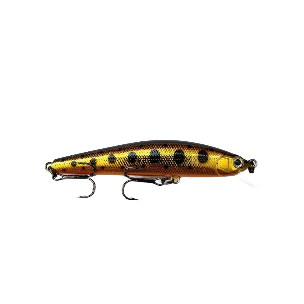 Atomic Hardz Jerk Minnow 65 Trout Lure in Spotted Gold Wolf