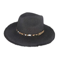 Avenel Womens Animal Print Frayed Edge Braided Fedora