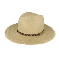 Avenel Womens Animal Print Frayed Edge Braided Fedora