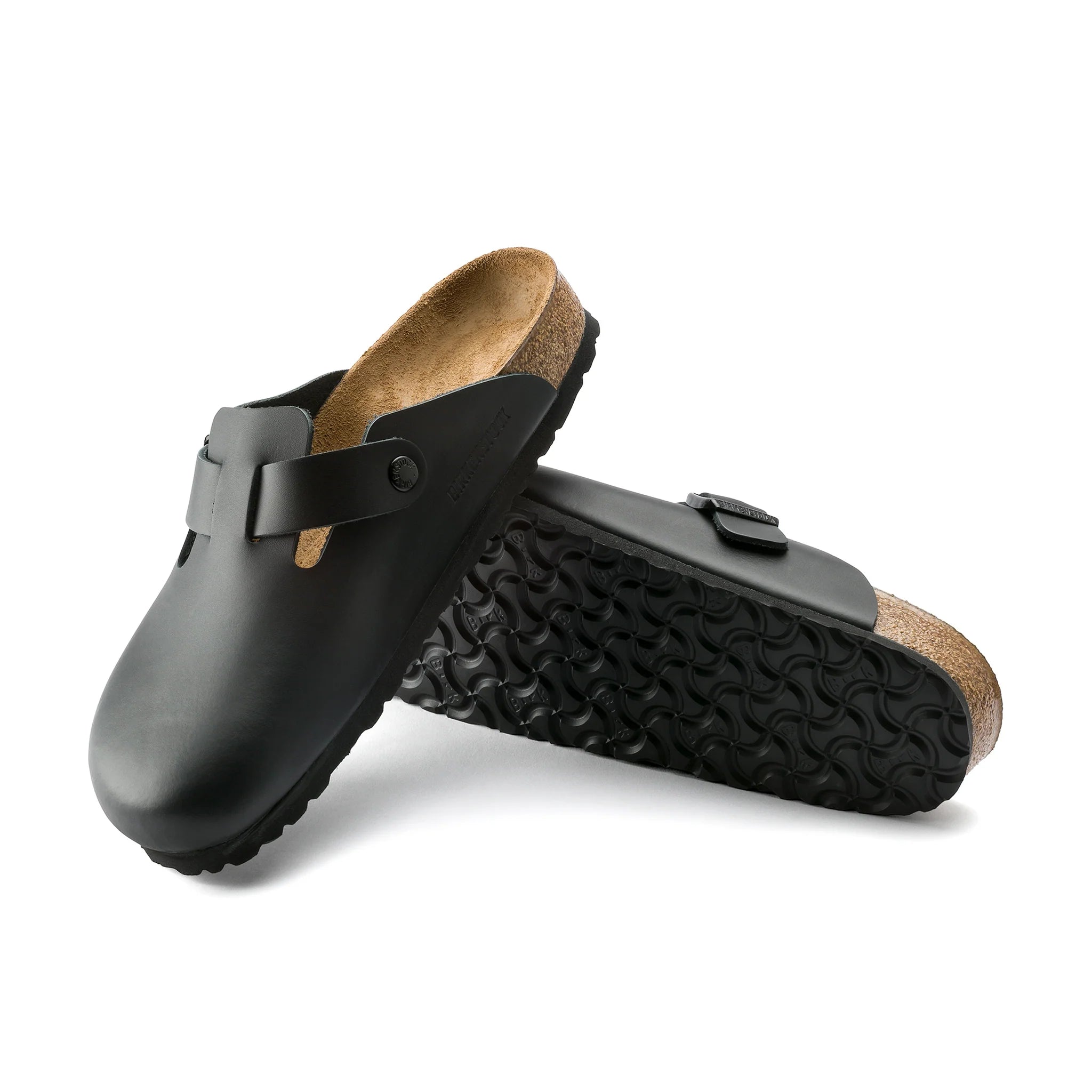 Birkenstock Boston Smooth Leather Sandal (Black)