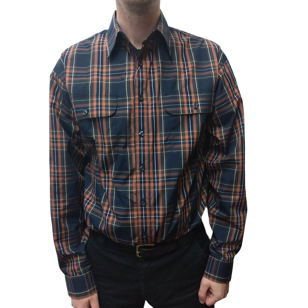 Bisley Mens Long Sleeve Check Shirt in Brown