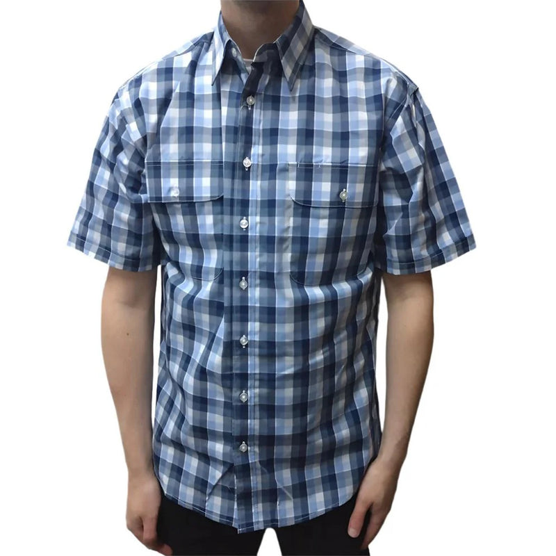 Bisley Mens Short Sleeve Medium Check Shirt (Blue)