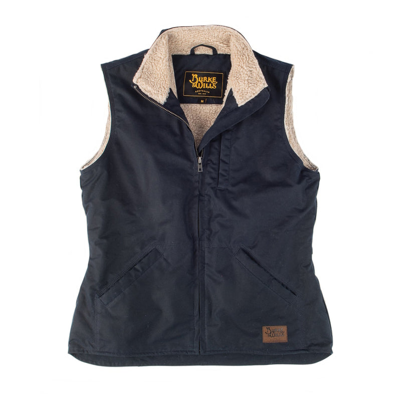 Front view of Burke and Wills Womens Kings Vest in Ink