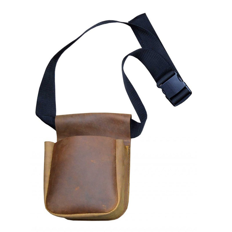 Colonial Leather Double Compartment Leather Pouch with Webbing Belt