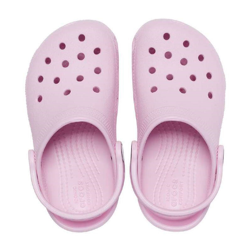 Top down of Crocs Kids Classic Clogs in Ballerina Pink